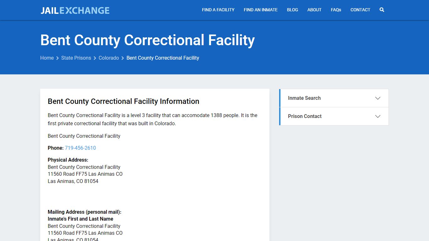 Bent County Correctional Facility Inmate Search, CO - Jail Exchange